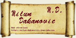 Milun Dakanović vizit kartica